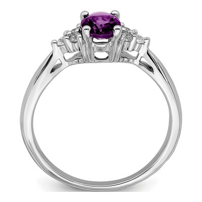 14K White Gold 1/8 ct tw Amethyst & Diamond Oval Ring – view 2