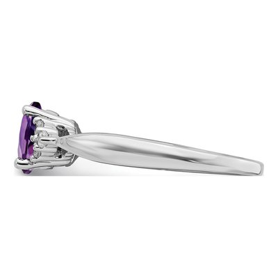 14K White Gold 1/8 ct tw Amethyst & Diamond Oval Ring – view 4