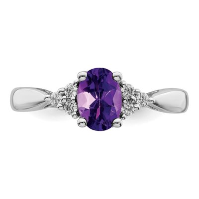 14K White Gold 1/8 ct tw Amethyst & Diamond Oval Ring – view 5