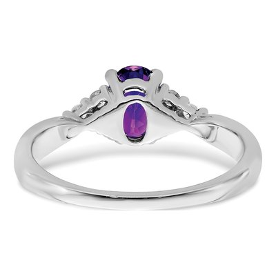 14K White Gold 1/8 ct tw Amethyst & Diamond Oval Ring – view 6