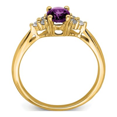 14K Yellow Gold 1/8 ct tw Amethyst & Diamond Oval Ring – view 2