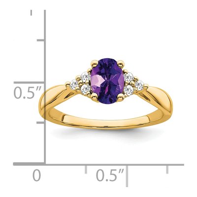 14K Yellow Gold 1/8 ct tw Amethyst & Diamond Oval Ring – view 3
