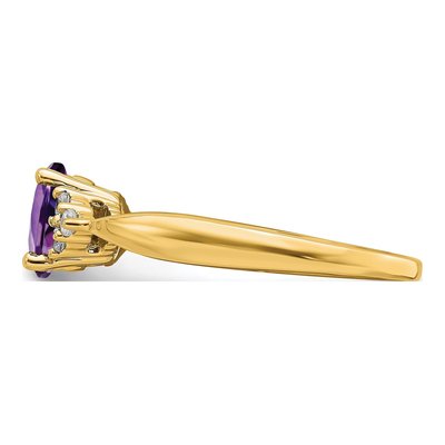 14K Yellow Gold 1/8 ct tw Amethyst & Diamond Oval Ring – view 4