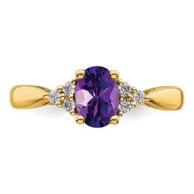 14K Yellow Gold 1/8 ct tw Amethyst & Diamond Oval Ring – view 5