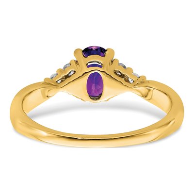 14K Yellow Gold 1/8 ct tw Amethyst & Diamond Oval Ring – view 6