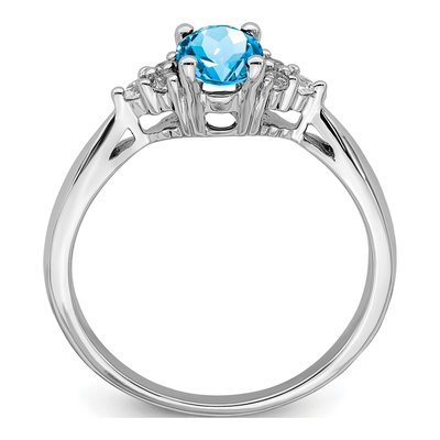 14K White Gold 1/8 ct tw Swiss Blue Topaz & Diamond Ring – view 3