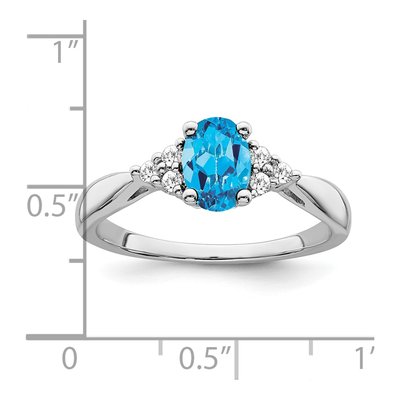 14K White Gold 1/8 ct tw Swiss Blue Topaz & Diamond Ring – view 4
