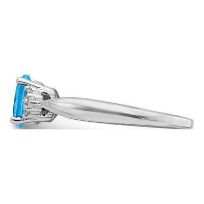14K White Gold 1/8 ct tw Swiss Blue Topaz & Diamond Ring – view 5