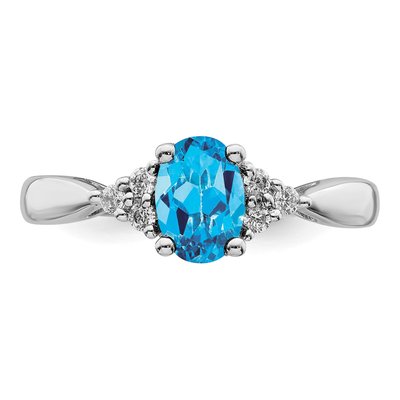14K White Gold 1/8 ct tw Swiss Blue Topaz & Diamond Ring – view 6