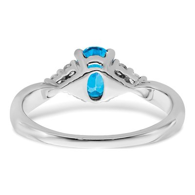 14K White Gold 1/8 ct tw Swiss Blue Topaz & Diamond Ring – view 7