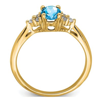 14K Yellow Gold Blue Topaz & Diamond Ring – view 2