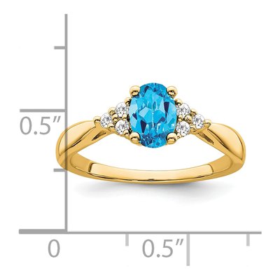 14K Yellow Gold Blue Topaz & Diamond Ring – view 3