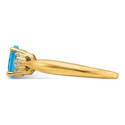 14K Yellow Gold Blue Topaz & Diamond Ring – view 4