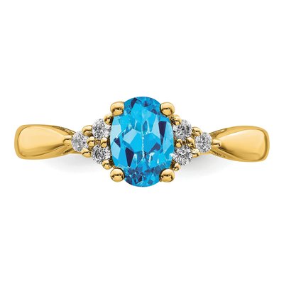 14K Yellow Gold Blue Topaz & Diamond Ring – view 5