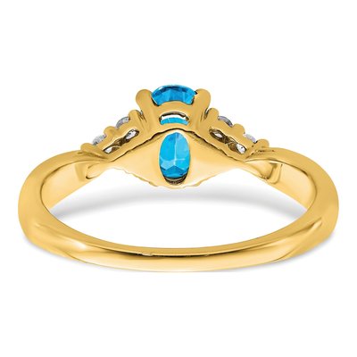 14K Yellow Gold Blue Topaz & Diamond Ring – view 6