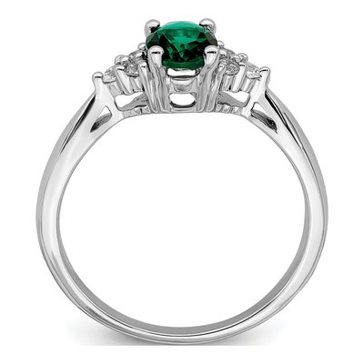 14K White Gold 1/8 ct tw Lab-Created Emerald & Diamond Oval Ring – view 2