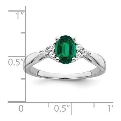 14K White Gold 1/8 ct tw Lab-Created Emerald & Diamond Oval Ring – view 3