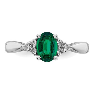 14K White Gold 1/8 ct tw Lab-Created Emerald & Diamond Oval Ring – view 5
