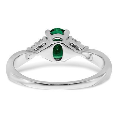 14K White Gold 1/8 ct tw Lab-Created Emerald & Diamond Oval Ring – view 6