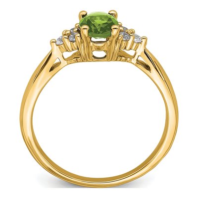 14K Yellow Gold 1/8 ct tw Peridot & Diamond Oval Ring – view 2