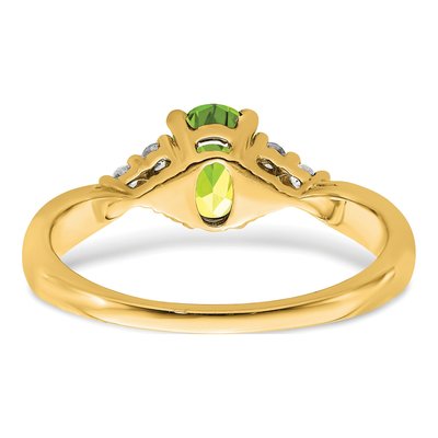14K Yellow Gold 1/8 ct tw Peridot & Diamond Oval Ring – view 6