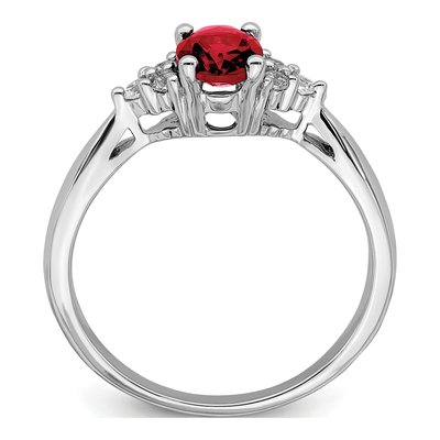 14K White Gold 1/8 ct tw Lab-Created Ruby & Diamond Oval Ring – view 3