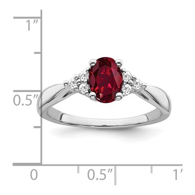 14K White Gold 1/8 ct tw Lab-Created Ruby & Diamond Oval Ring – view 4