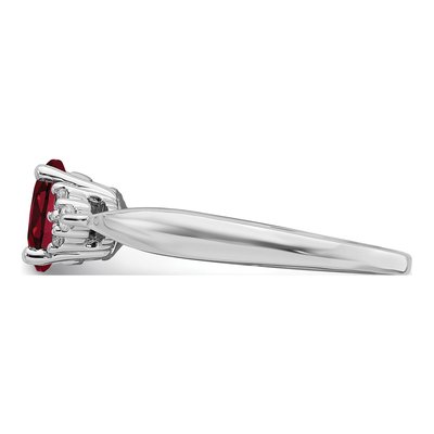 14K White Gold 1/8 ct tw Lab-Created Ruby & Diamond Oval Ring – view 5