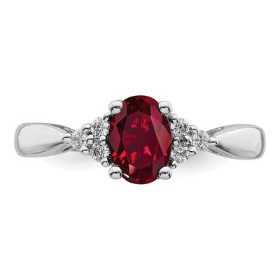 14K White Gold 1/8 ct tw Lab-Created Ruby & Diamond Oval Ring – view 6