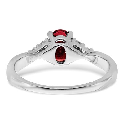 14K White Gold 1/8 ct tw Lab-Created Ruby & Diamond Oval Ring – view 7
