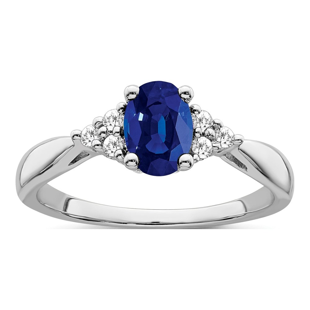 14K White Gold 1/8 ct tw Lab-Created Sapphire & Diamond Ring