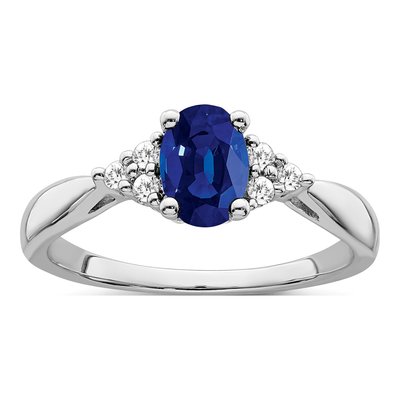 14K White Gold 1/8 ct tw Lab-Created Sapphire & Diamond Ring