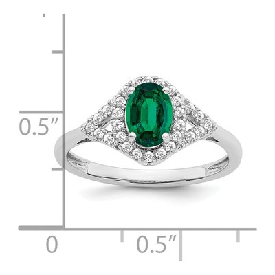 14K White Gold 1/5 ct tw Lab-Created Emerald & Diamond Halo Ring – view 2