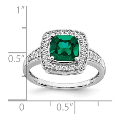 14K White Gold 1/5 ct tw Lab-Created Emerald & Diamond Halo Ring – view 3