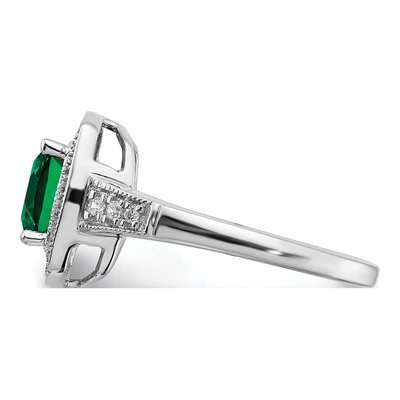 14K White Gold 1/5 ct tw Lab-Created Emerald & Diamond Halo Ring – view 4