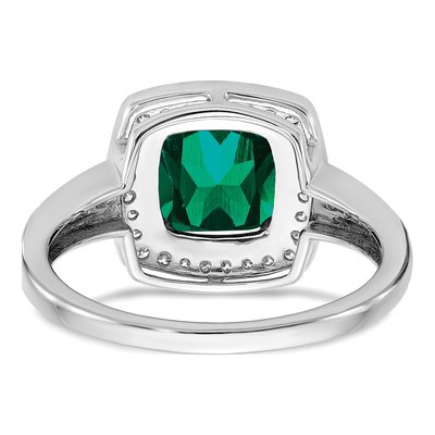 14K White Gold 1/5 ct tw Lab-Created Emerald & Diamond Halo Ring – view 6