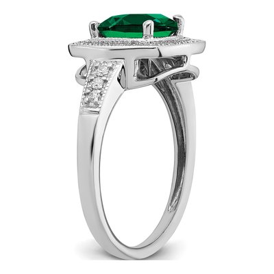 14K White Gold 1/5 ct tw Lab-Created Emerald & Diamond Halo Ring – view 7