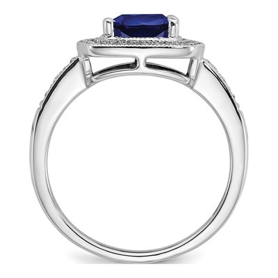 14K White Gold 1/5 ct tw Lab-Created Sapphire & Diamond Halo Ring – view 3