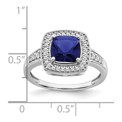 14K White Gold 1/5 ct tw Lab-Created Sapphire & Diamond Halo Ring – view 4