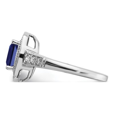 14K White Gold 1/5 ct tw Lab-Created Sapphire & Diamond Halo Ring – view 5