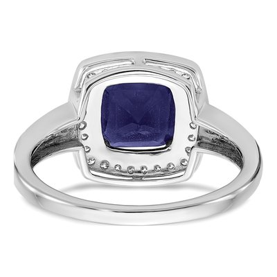 14K White Gold 1/5 ct tw Lab-Created Sapphire & Diamond Halo Ring – view 7