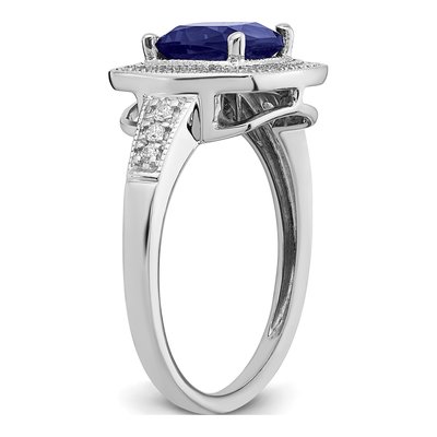 14K White Gold 1/5 ct tw Lab-Created Sapphire & Diamond Halo Ring – view 8