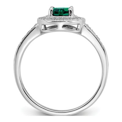 14K White Gold 1/6 ct tw Lab-Created Emerald & Diamond Halo Ring – view 2
