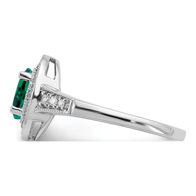 14K White Gold 1/6 ct tw Lab-Created Emerald & Diamond Halo Ring – view 4