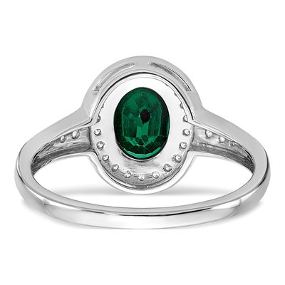 14K White Gold 1/6 ct tw Lab-Created Emerald & Diamond Halo Ring – view 6
