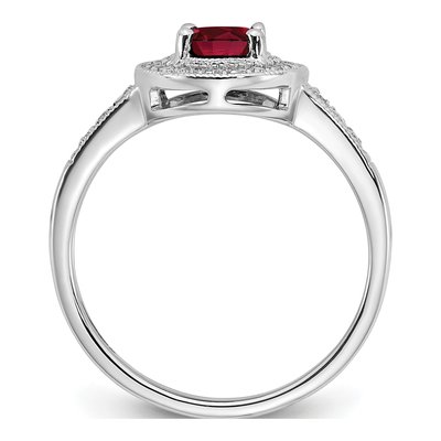14K White Gold 1/6 ct tw Lab-Created Ruby & Diamond Halo Ring – view 2