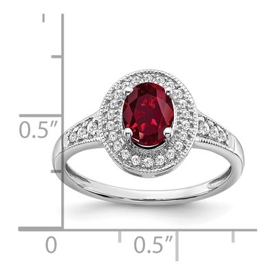 14K White Gold 1/6 ct tw Lab-Created Ruby & Diamond Halo Ring – view 3