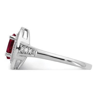 14K White Gold 1/6 ct tw Lab-Created Ruby & Diamond Halo Ring – view 4
