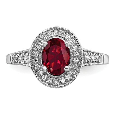14K White Gold 1/6 ct tw Lab-Created Ruby & Diamond Halo Ring – view 5