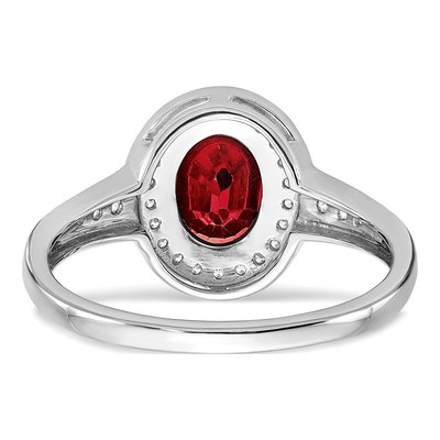 14K White Gold 1/6 ct tw Lab-Created Ruby & Diamond Halo Ring – view 6